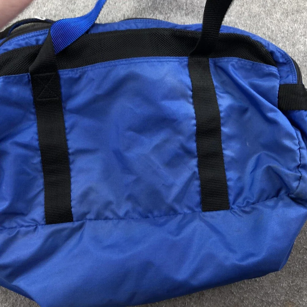 Vintage Nike Blue Duffel Bag Nylon Gym Travel Sports Carry On Bag Black Yellow